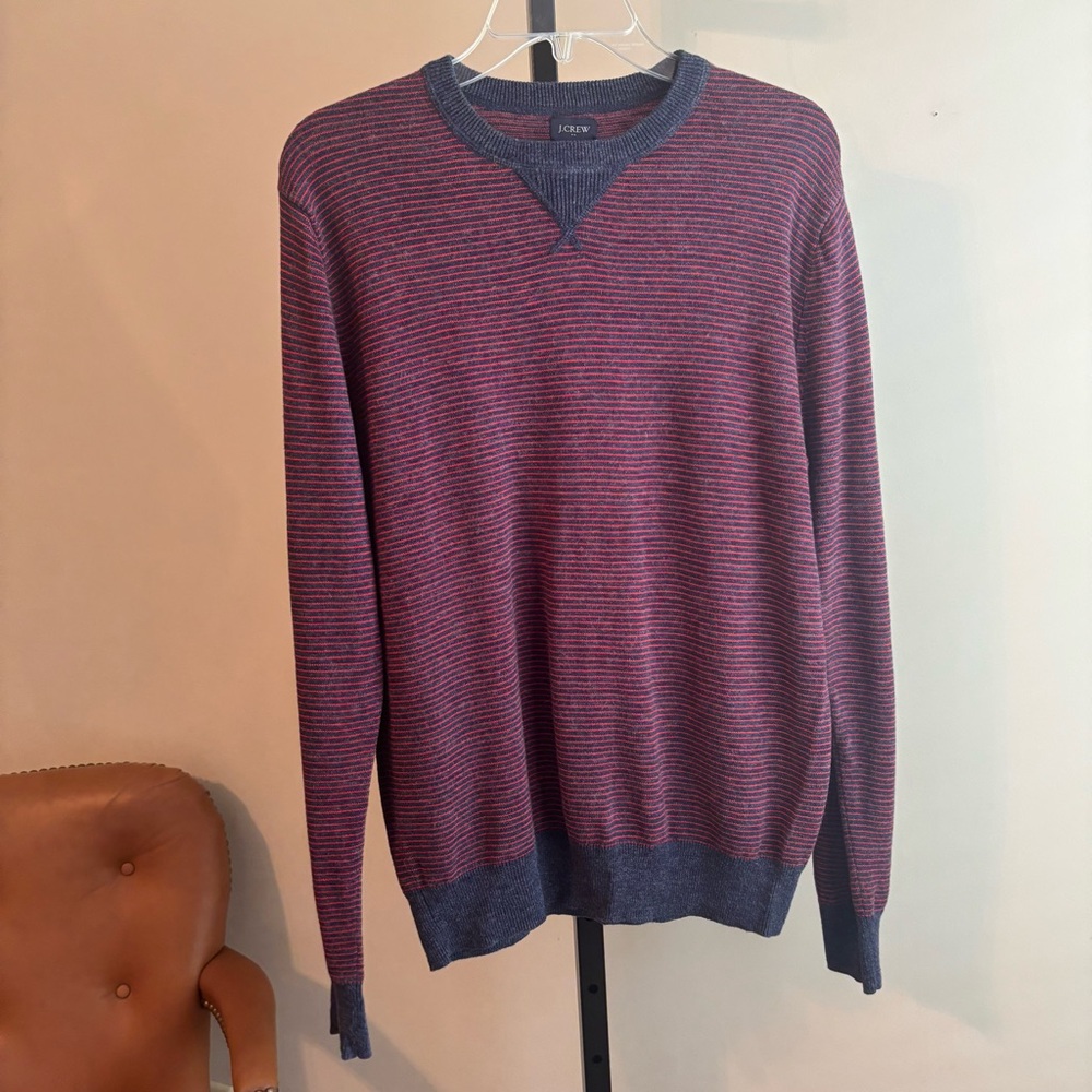 J. Crew Men's Crewneck Sweater - Burgundy and Navy